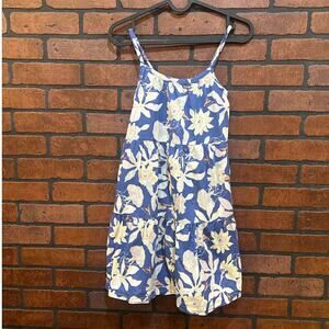 Pataloha Girls Organic Cotton Hawaiian Dress - Small Blue White Floral Patagonia